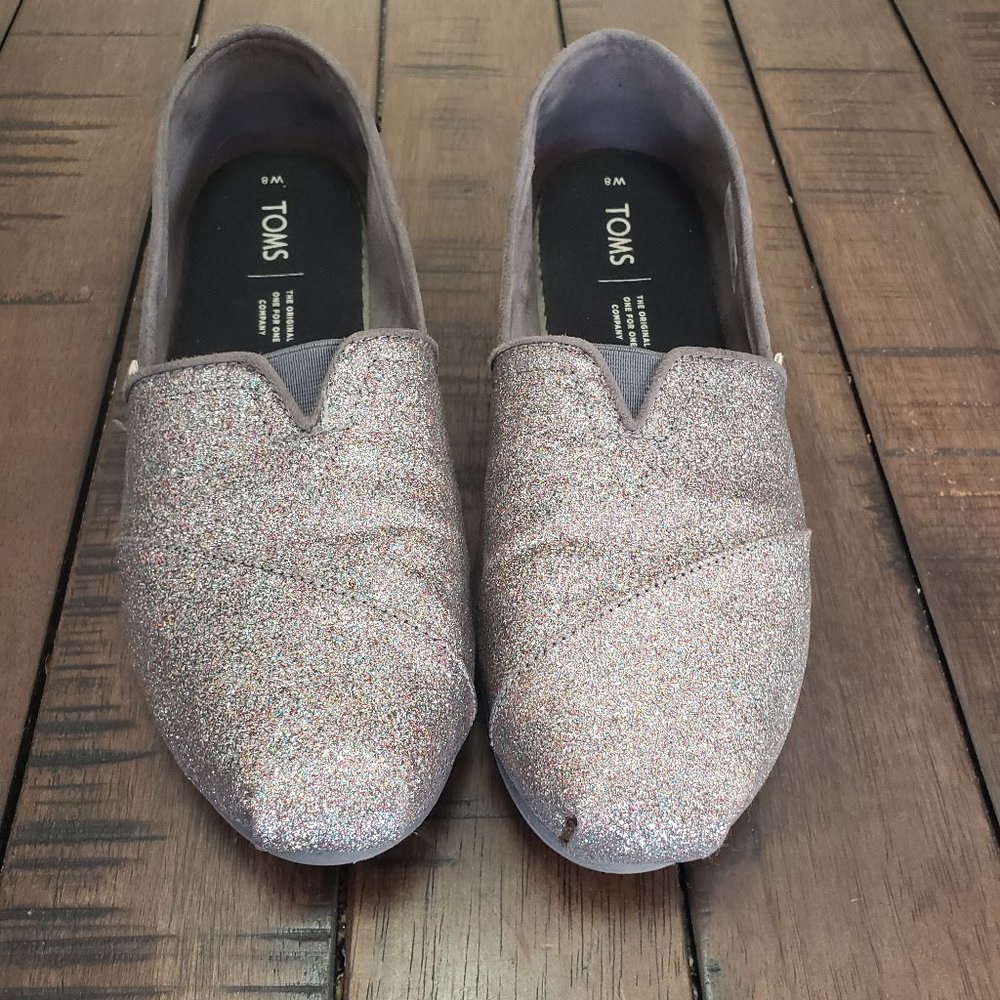 Tom's Grey Iridescent Glitter Alpargata